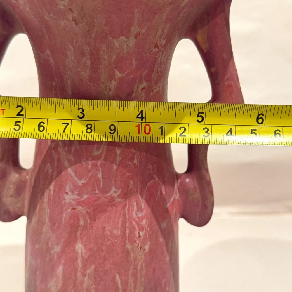 Antique Roseville Carnelian II 316-10 Pink Rose Drip Glaze Vase OG Crayon 1915